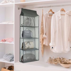 4-layer Fluoroscopy Multifunctional Storage Bag Stainless Steel Hanging Storage Bag Closet Organizer Gray - Product Image 6