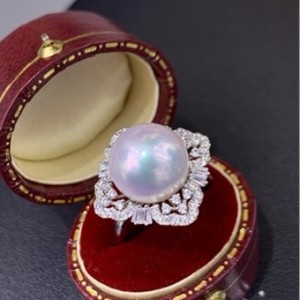 Wenchi New Design S925 Pure Silver <b>Ring</b> with 11-12MM Natural Freshwater <b>Pearl</b> Movable Mouth Feature Gift Box Included - Product Image 3