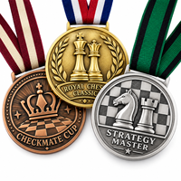 Médaille de compétition classique d'échecs royale personnalisée en gros, coupe Checkmate, médaille de récompense pour jeu d'échecs avec ruban personnalisé