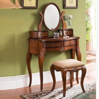 Table de maquillage avec miroir, coiffeuse vintage, bureau pour femmes, style rétro