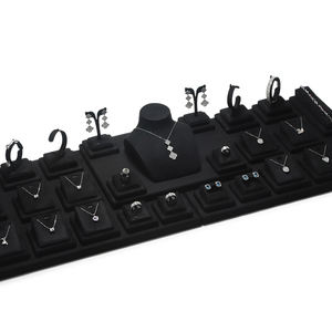 귀걸이 디스플레이 링 목걸이 보석 디스플레이 랙에 대한 사용자 정의 럭셔리 블랙 극세사 보석 쇼케이스 세트 - Product Image 1