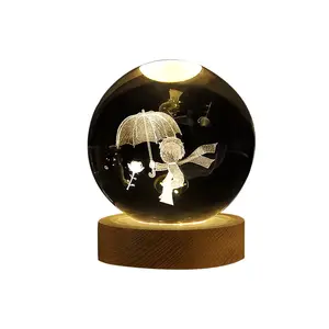 Criativo luminoso cristal bola decoração 3D esculpido céu estrelado menina tabletop nightlight presente presente aniversário presente Natal