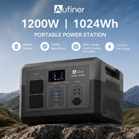 Générateur solaire Aufiner 1024wH avec UPS, onde sinusoïdale pure, batterie LiFePO4, charge rapide MPPT pour la maison, le camping en plein air
