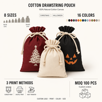 Bolsa de Lona Reutilizable con Cordón de Algodón y Logotipo Personalizado para Empaque de Joyería, Accesorios, Regalos de Navidad, Halloween y Dulces