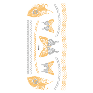 Tatuajes Temporales con Diseño de Pulsera Metálica Dorada y Plateada, Adhesivos de Transferencia al Agua, Resistentes al Agua, Joyería para Brazos, Arte Corporal - Product Image 4