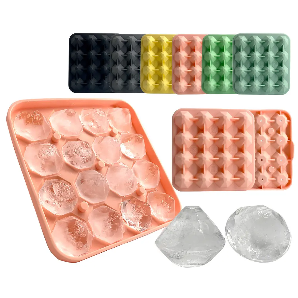 Molde de herramienta de crema de silicona de grado alimenticio sin BPA al por mayor bandeja de cubitos de hielo de 16 rejillas molde de silicona para helado DIY con tapa