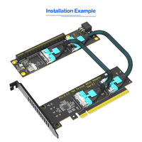 Cable de extensión PCIe 5.0 X16 MCIO para GPU, compatible con adaptador bifurcador de 1 a 2 GEN5 PCI-E X16 a X8 X8, tarjeta riser con alimentación ATX de 6 pines