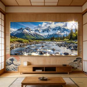 Decoración del Hogar Personalizada al por Mayor, Paisaje de Montaña Nevada, Impresión HD, Arte de Pared para Sala de Estar, Pintura de Pared de Porcelana de Cristal LED - Product Image 4