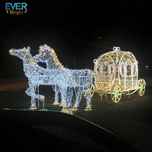 Décoration de <span class=keywords><strong>Noël</strong></span> 3D en PVC IP65 avec motif de carrosse de chevaux et traîneau du Père <span class=keywords><strong>Noël</strong></span>, éclairage LED, pour mariage et aménagement paysager - Product Image 4