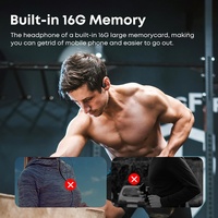 Casque audio à conduction osseuse OEM personnalisé, écouteurs sportifs sans fil, écouteurs ouverts TWS, étanches IPX8, casque Bluetooth avec carte TF 16 Go