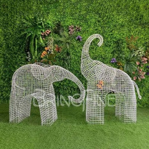 Escultura de elefante hueca grande de acero inoxidable, estatua de Animal de Metal para decoración de jardín - Product Image 3