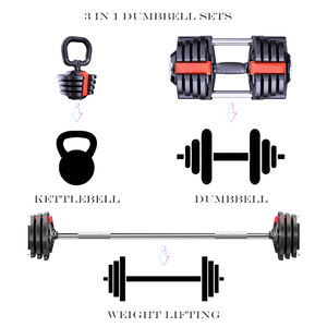 Juego de pesas ajustables para gimnasio 3 en 1, equipo de <span class=keywords><strong>Fitness</strong></span> de 5lb-12.5lb y mancuernas Proformer de 15bl-55lb para culturismo en casa - Product Image 2