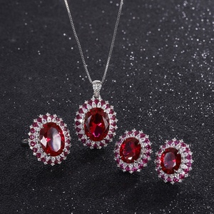 Wholesale Eco-friendly Copper Oval Cut 12*16MM Cubic Zirconia Ladies <b>Earrings</b> Jewelry <b>Set</b> for Everyday Wear - Product Image 3
