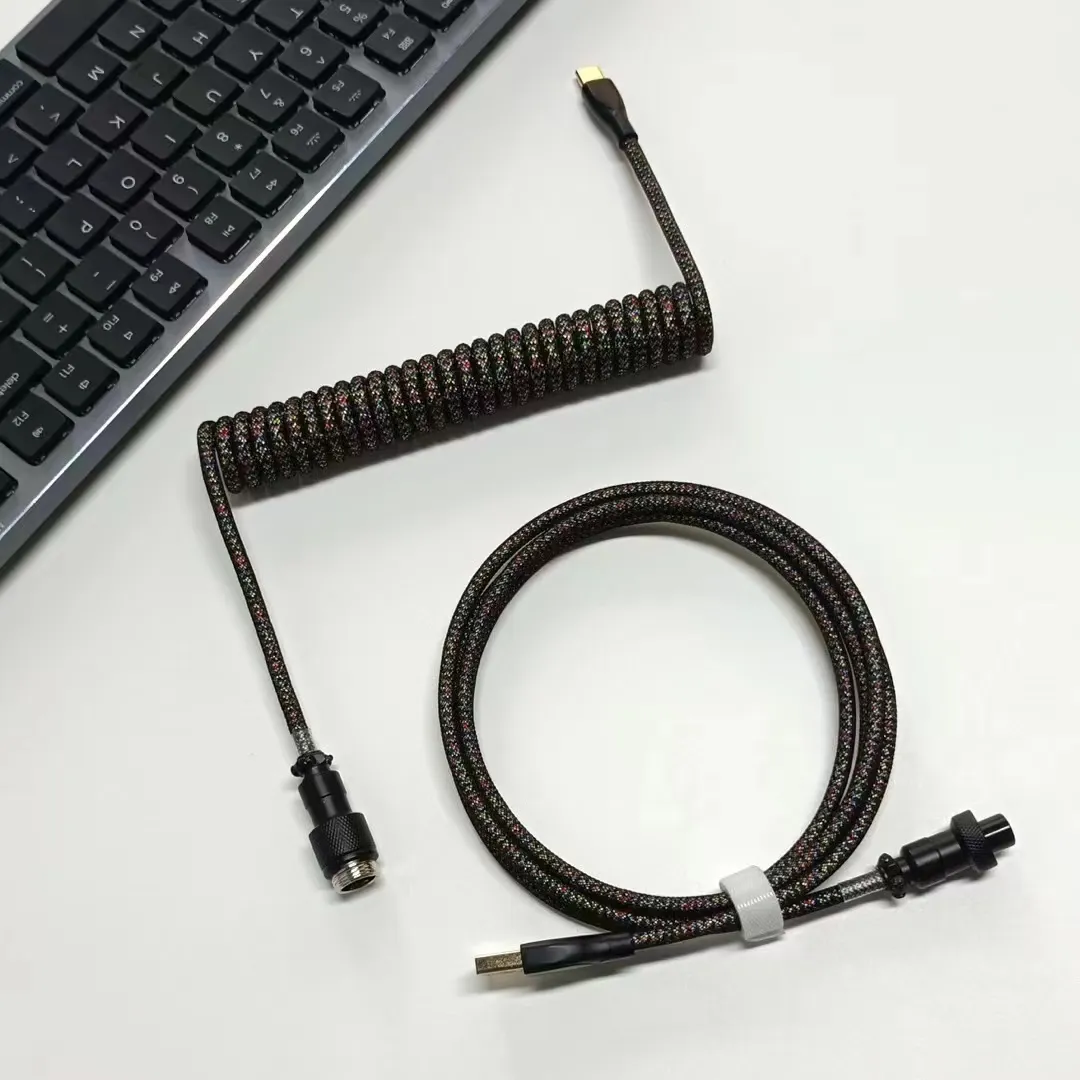 Dropshipping קלוע USB מקלדת כבל מכאני מקלדת סוג C כבל כפול שרוול מפותל מקלדת כבל