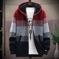 Vente en gros de sweats à capuche en tricot doublés de polaire sherpa pour hommes, à manches longues, bleu, avec fermeture éclair, logo personnalisé, conception OEM et ODM