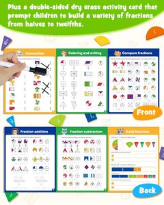 Libro Dimostrativo Magnetico per Frazioni con Tessere Circolari e Schede Attività, Giocattoli Educativi Montessori per l'Apprendimento delle Frazioni per Bambini - Product Image 5