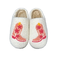 Pantoufles d'hiver pour femmes, style bottes de cowgirl, chaudes et douillettes, en fourrure, pour la maison et la chambre, mignonnes, vente en gros