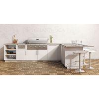 Meubles personnalisés, cuisine extérieure modulaire de style toscan, îlot de cuisine blanc