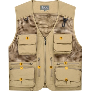 Vente <span class=keywords><strong>en</strong></span> gros <span class=keywords><strong>Gilet</strong></span> utilitaire respirant multi-poches <span class=keywords><strong>sans</strong></span> manches avec logo <span class=keywords><strong>pour</strong></span> hommes de plein air - Product Image 3