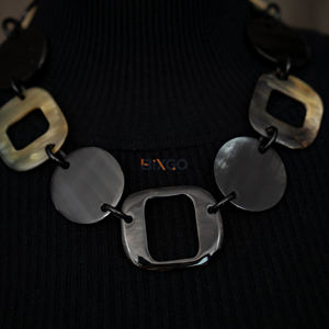 Retro Style Trendy Natural Buffalo Horn Link Chain <b>Necklace</b> Vintage Inspired <b>Statement</b> Chain Sustainable Jewelry Gift - Product Image 6