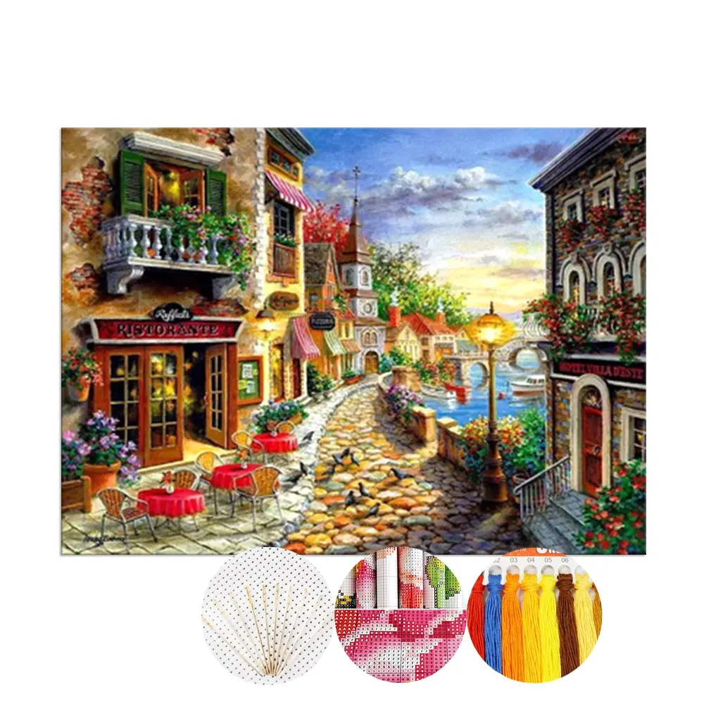 Landscapes Patterns Handicraft Diy Easy Cross Stitch Embroidery Starter Kit for Home Decor