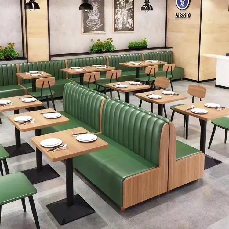 Design personalizzato moderno bar panca posti a sedere fast food ristorante tavoli e sedie set caffetteria mobili cabine ristorante