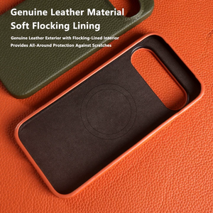 Étui de téléphone en cuir véritable de luxe, texture litchi, aimant intégré, recharge magnétique, coque arrière pour Pixel 7 8 9 10 - Product Image 3