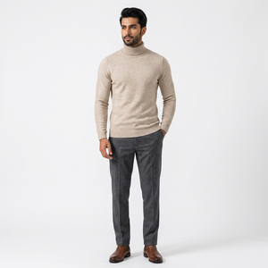 Vente en gros design tendance pull chaud et épais surdimensionné de couleur unie pull à manches longues pour hommes col roulé pour homme - Product Image 1