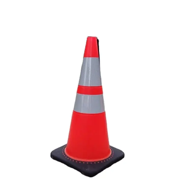 28 "Hongqiao Orange An Toàn Giao Thông PVC Cones Với Cơ Sở Màu Đen