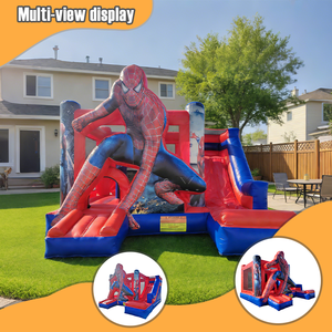 Combo Inflable Dinámico de Superhéroes con Tobogán y Brincolín, Temática Roja y Azul, para Actividades de Aventura al Aire Libre para Niños - Product Image 3