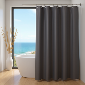 Rideau de douche gris foncé en polyester 180x200 cm, imperméable, pour salle de bain - Product Image 3