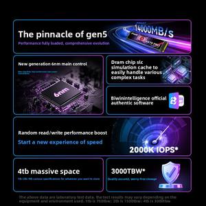 قرص صلب داخلي للحاسوب المحمول BI-WIN SSD M.2 NVMe X570 PRO بسعة 1 تيرابايت/2 تيرابايت/4 تيرابايت، PCIe5.0 SATA 3.0، سرعة قراءة/كتابة 500-600 ميجابايت/ثانية، لاسلكي، جديد ومتوفر - Product Image 2