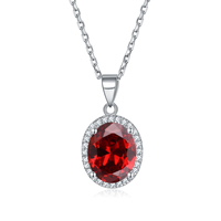 Pendentif ovale élégant en argent sterling 925 avec pierre précieuse, collier exquis avec 12 pierres de naissance pour femmes