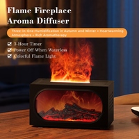 Diffuser Aroma Api Natal 140ml Usb Led Warna-warni Efek Api Unggun Realistis Diffuser Udara untuk Rumah Kamar Tidur