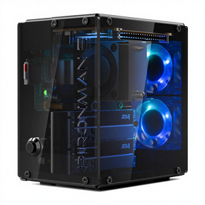 Pironman 5-MAX Full Tower PC-Gehäuse für <span class=keywords><strong>Raspberry</strong></span> <span class=keywords><strong>Pi</strong></span> 5 Mini-ITX Unterstützung Acryl-Material Hailo-8L KI-Beschleuniger Dual RGB-Lüfter - Product Image 1