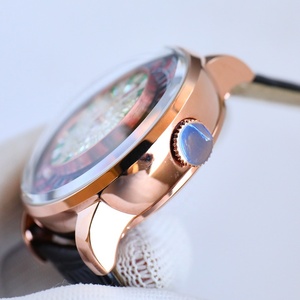 Montre de luxe pour homme de haute qualité, boîtier en acier inoxydable poli, bracelet en cuir à motif d'alligator bleu, montre mécanique de luxe - Product Image 4