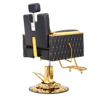 Fauteuil de Barbier Professionnel Rétro Réglable en Hauteur, Mobilier de Salon de Coiffure Durable, Chaise de Lavage Noire pour Barbier