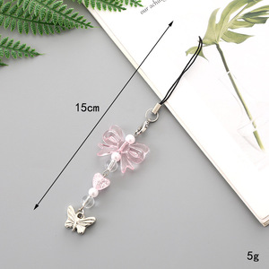 Trendige Mehrfarbige Y2K Herzförmige Stern-Gitarren-Schmetterling-Kreuz-Anhänger Schlüsselanhänger Schleife Perlen-Schlüsselband Accessoires - Product Image 2