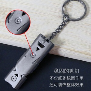 นกหวีดโลหะ กีฬากลางแจ้ง กู้ภัย ความถี่สูง ฝึกอบรมผู้ตัดสิน พวงกุญแจ สีเทา สีเทาเข้ม Ztc353 - Product Image 1