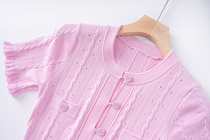 <span class=keywords><strong>Rosa</strong></span> vivido 2025 estate alta qualità da donna monopetto tinta unita manica corta <span class=keywords><strong>maglia</strong></span> a trapezio abito Midi donna - Product Image 4