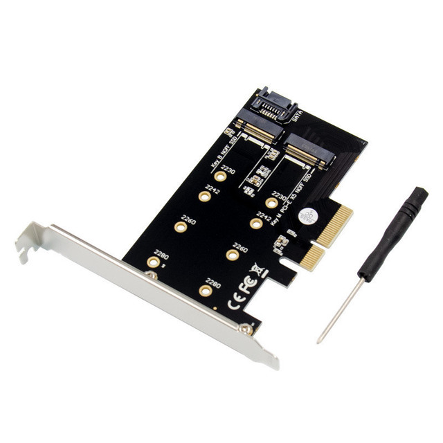 PCI-E X4 to Dual Port M.2 NGFF SATA3.0 Expansion Card Two Port M2 Hard Disk Adapter Card with SATA