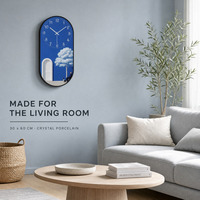 Horloge en porcelaine HD Crystal avec peinture d'arbre blanc, de porte blanche, d'une figure et d'un chien