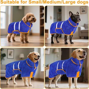 Peignoir pour chien à séchage rapide, super absorbant, chaud et douillet, <span class=keywords><strong>serviette</strong></span> de séchage pour animaux de compagnie après le bain ou la baignade, robe douce et confortable pour chiens - Product Image 3
