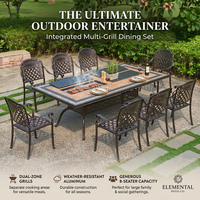 Table et chaises de barbecue coréen d'extérieur au design traditionnel durable, en alliage d'aluminium et céramique, étanches pour cour.
