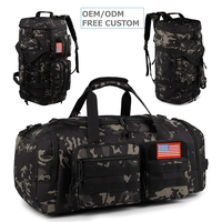 Sac de sport tactique personnalisé 50L 3 en 1 Sac de sport de voyage Sac à dos de sport avec compartiment à chaussures pour la randonnée le camping Tarvel Gym