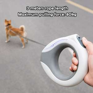 Kinghon-Correa de nailon automática para mascotas, 3m, <span class=keywords><strong>10</strong></span> pies, manos libres, recargable por USB, retráctil, para perro, con luz LED - Product Image 5