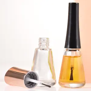 Hot selling empty square gel nail polish bottle with brush rose gold nail polish caps