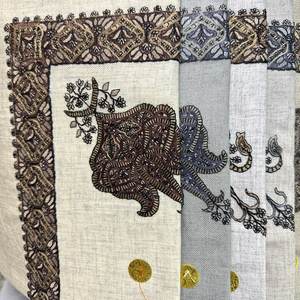 Shemagh Keffiyeh Masar de luxe en polyester, brodé de fleurs, hijab islamique, style Yémen, Jordanie, Arabie Saoudite, 50x50 - Product Image 4