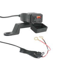 Chargeur USB pour moto 12V 48W USB C PD 30W QC3.0 avec voltmètre, interrupteur, fixation sur guidon ou rétroviseur