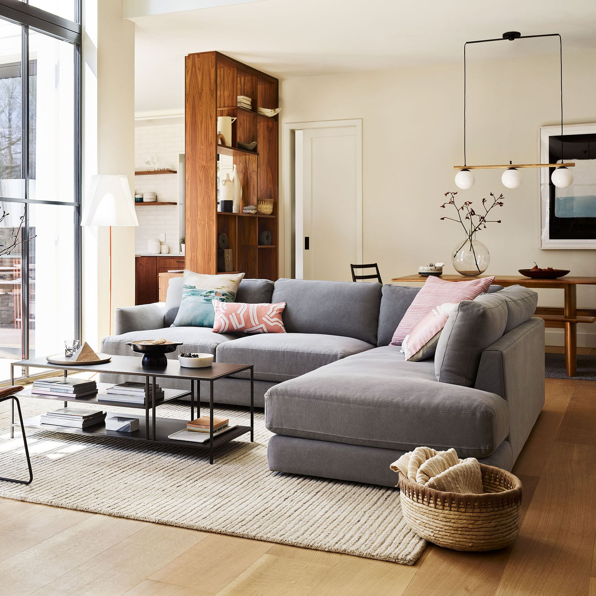 Living room sofa indoor furniture 2-piece bumper chaise corner sofa